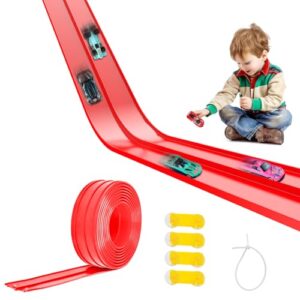 Flexible Race Car Track for Kids 15 Ft Flex Tracks Starter Set Compatible Toy with Suction Cups Compatible with Diecast 1/64th Cars, Long Kid Cars Ramp with Suction Cups for Indoor & Outdoor Ages 3+