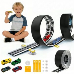 Flexible Race Track for Kids, 16.4 Ft Roll-Up Track for 1/64 Diecast Cars
