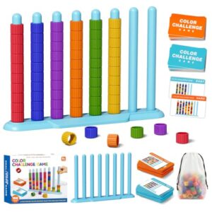 FLLOBE Color Challenge Game, Color Matching Puzzle Game for Family Game Night and Parties, Board Games for Kids 6-8-12, Stacking Game Toys Gifts for Boy & Girl Birthday Christmas, 1pcs
