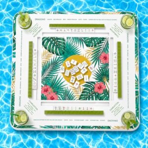Floating Mahjong Table for Pool, Double-Sided Waterproof Float Board with Rules, Game Tray for Card Games, Poker, Dominoes, Scrabble, for Swimming Pool, Hot Tub, Lake & Beach Party (Dark green)