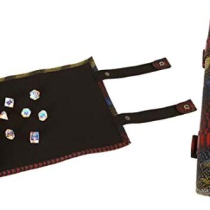 Forged Dice Co Scroll Dice Tray and Rolling Mat with Zippered Dice Holder - Storage Pouch Holds up to 14 Metal or Plastic Polyhedral Dice - Compatible with DND and Dungeons & Dragons Game Dice