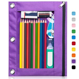 Forvencer 3 Ring Binder Pencil Pouch - Clear Window Pencil Case with Binder