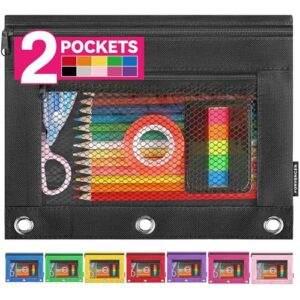 Forvencer Pencil Pouch for 3 Ring Binder, Clear Zipper Pencil Pouch Bag