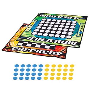 Franklin Sports Checkers and Four in A Row Mat Game - Addictive Family Fun! - Soft Play Mat for Kids of All Ages - Comes with 42 Plastic Pucks