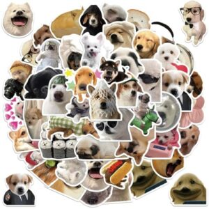 Funny Dog Meme Stickers, 50Pcs Cute Dog Puppy Decals Waterproof Vinyl Pet Sticker Pack for Laptop Water Bottle Luggage Skateboard Bumper Car, Party Supplies Decor (Cartoon Dog B)