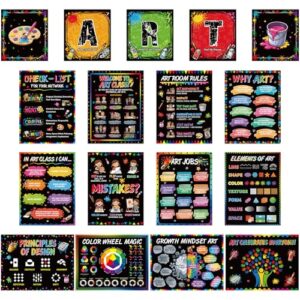 Funrous 17 Pcs Art Classroom Posters Elements of Art Bulletin Board Decor