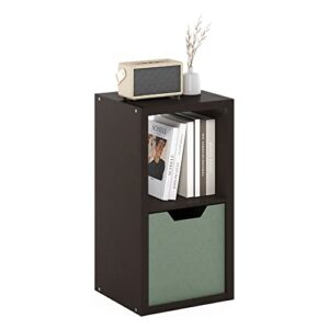 Furinno CUBICLE 2-Cube Book Shelf, Extra Thick Frame Bookshelf, Dark Oak