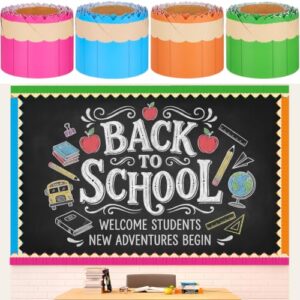 Fuutreo 4 Rolls Pencil Bulletin Board Border Classroom Border Trim