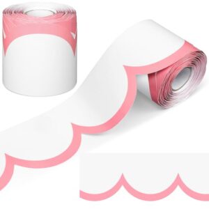 Fuutreo 65ft Dusty Rose and White Bulletin Board Border for Classroom Decor