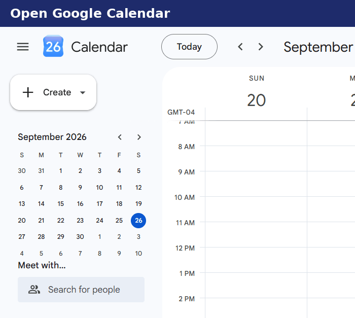 Animation showing Google Calendar, clicking Create, and choosing Appointment schedule