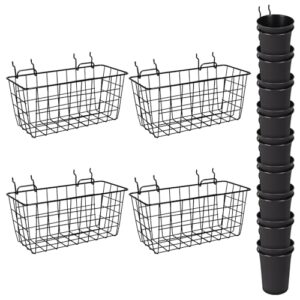 G.CORE Peg Board Organizer Accessories for 1/8" & 1/4" Pegboards, 13 Pack Pegboard Baskets & Cups with Hooks & Loops Kit, Black Peg Board Accessories for Craft Room