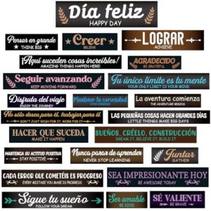 gisgfim 23Pcs Inspirational Bulletin Board Decorations Motivational Banners for Classroom Laminated Quote Positive Affirmation Motivational Banners with Welcome Sign for School Office(Spanish English)