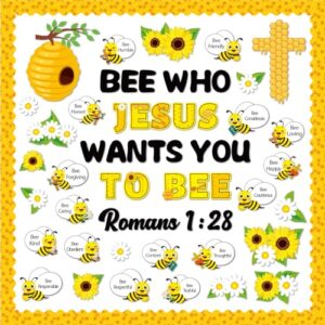 gisgfim Bee Jesus Spring Bulletin Board Decorations Bee Who Jesus Wants You to Bee Cutout Summer Christian Religious Classroom Decor Cross Bulletin Board Borders for Vbs Bible Sunday School Wall Decor