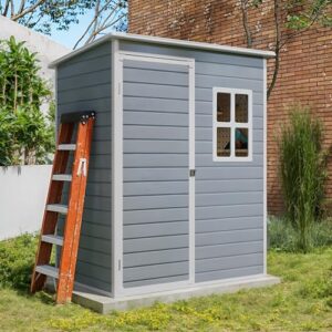 Gizoon 5x3 FT Outdoor Storage Shed, Resin Weatherproof Garden Shed, Gray