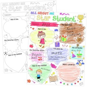 GLMFAD All About Me Student Coloring Posters 36Pcs Preschool-Elementary