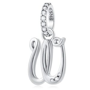 GLOWDAS Letter W Charms Alphabet Pendant - fit Pandora Women Bracelet