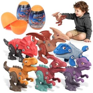 Goldlok Dinosaur Toys for 3 4 5 6 7 8 Year Old Boys,3 Pack Hatching Dinosaur Eggs with Take Apart Dinosaur Toy,STEM Construction Building Toy,Birthday Christmas Easter Gifts for Kids(Random Styles)