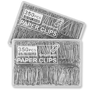 Grealliant 700 PCS Paper Clips, Small Paper Clips for Paperwork, 2 Boxes of 350 PCS Each, Sturdy and Upgraded Plastic Boxes Well Packed, Easy to Use in Office, School and Home