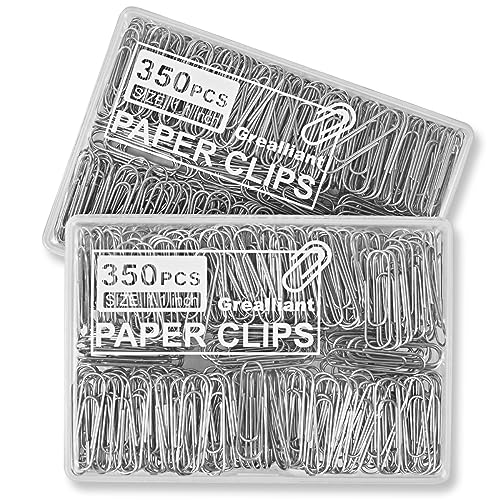 Grealliant 700 PCS Paper Clips, Small Paper Clips for Paperwork, 2 Boxes of 350 PCS Each, Sturdy and Upgraded Plastic Boxes Well Packed, Easy to Use in Office, School and Home