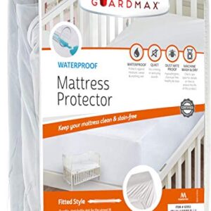 Guardmax Terry Cotton Crib Size Mattress Protector - Waterproof & Dust Mite Proof Mattress Cover with Stretchable Pockets - Soft, Comfortable, & Noiseless Waterproof Fitted Sheet.(28 x 52 x 7)