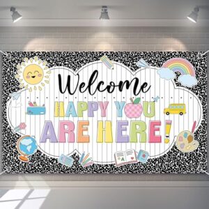 Harloon Composition Classroom Decor 72.8x43.3 Inch Happy You Are Here Decor