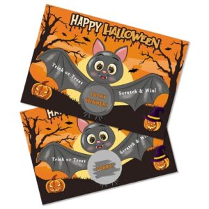 HEYINSHEN 30 PCS Halloween Scratch Off Cards Funny Bat Halloween Party Game Scratch Off Cards for Kids Adults Trick or Treat Holiday Party Game Cards with Stickers Party Supplies