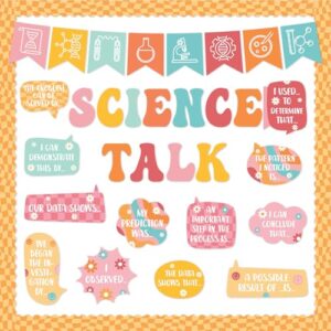 Hippie Science Bulletin Board Set Groovy Classroom Decorations Science Talk Bulletin Board Decorations Educational Paper Cutouts for Elementary Middle School Wall Decor Back to School Teacher Supplies