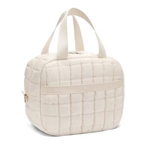 honitty Lunch Box for Women,Quilted Puffer Lunch Bag, Cute Lunch Box with Front Pocket, Insulated Lunch Bag for Office Work，Hand Carry or Crossbody