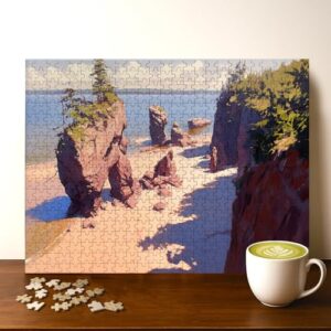 Hopewell Rocks NEW Brunswick Location Jigsaw Puzzle - 500 Pieces Wooden Puzzle for Adults, Wall Art Gift, Finished Size: 20 x 15 Inch