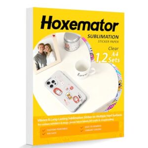 Hoxemator [12 Set] Sublimation Paper for Sublimation Printers & Ink + Clear Sublimation Sticker Paper, Waterproof, Fade-Resistant Sublimation Transfer Paper for DIY Mugs, Tumblers, Phone Cases