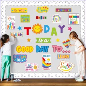 Humyoun 43 Pcs Inspirational Classroom Bulletin Board Set Today is a Good Day Affirmations Posters Positive Cutouts Back to School Motivational Bulletin Board School Office Home Wall Door Decoration