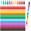 Hxezoc 20-Piece Stackable Buildable Crayons - Colorful Party Favors & DIY Rainbow Pencils for Kids, School, Office & Birthday Parties, 12 Colors