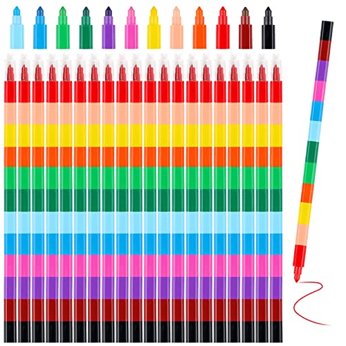 Hxezoc 20-Piece Stackable Buildable Crayons - Colorful Party Favors & DIY Rainbow Pencils for Kids, School, Office & Birthday Parties, 12 Colors
