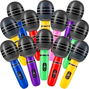 Inflatable Microphones (12-Pack) Karaoke Party Favors for Kids & Adults