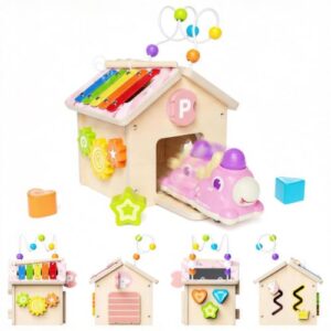 Itainq Montessori Toys for 1 Year Old Girl, 9 in 1 Activity Cube, Pink