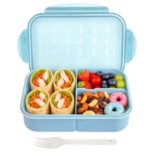 Itopor Bento Lunch Box for Adults, 46 oz, 3 Compartments, Blue