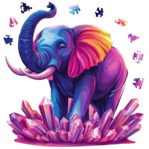 Ixfyloop Wooden Puzzle 200Pcs Color Elephant Jigsaw WallArt Gift 11x11.4in