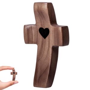 JIUKONG Wooden Cross Fidget, Handmade Pocket Walnut Cross