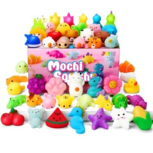 JOYIN Mochi Squishy Toys Set, Random 25 Pack Mini Squishy Mochi, Party Favors for Kids, Kawaii Stress Relief Toys, Basket Stuffers, Goodie Bags Fillers, Birthday Gifts, Classroom Prizes