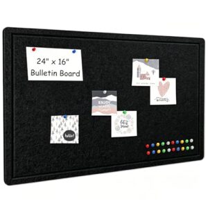JVAVL Cork Board Alternative, Decorative Foldable Felt Bulletin Board 24 * 16 Inches, Alternative Photo Board Self-Adhesive Vision Board, Decorative Pin Board (Rectangle Black)