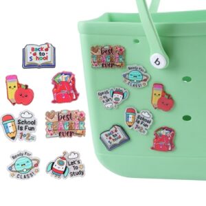 Kexinglu 7Pcs Teacher Themed Charms for Bogg Bag, Acrylic Insert Decoration Accessories for Rubber Beach Bag