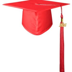 Kids Graduation Cap 2026 with Tassel for Preschool Kindergarten, Red