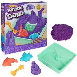 Kinetic Sand Sandbox Set with 1lb Purple, Moldable Sensory Toys, Ages 3+