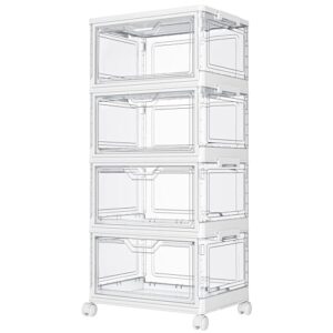 Kmiectse Clear Storage Bins with Lids - 4 Tier 23qt Plastic Stackable Bins