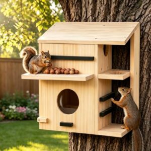 Large Wooden Squirrel House for Outside, Squirrel Nesting Box
