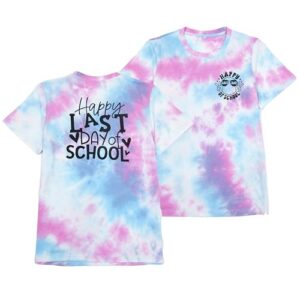 Last Day of School Teacher Shirt Funny Teacher Tshirts Teachers Day Tees Teacher Life Casual Tops Purple Tie Dye