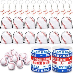 LEIFIDE 48 Pcs Baseball Party Favors Drawstring Bag Bracelets Mini Baseball