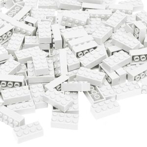 Lekebaby Classic Building Bricks, 100 Piece 2x4 Building Blocks STEM Creative Building Toys Compatible with All Major Brands, Educational Toy for Boys Girls 6 Years Old and Up(2x4 White)