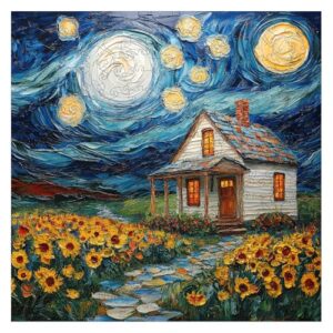 Leodozzio 200Pcs Wooden Jigsaw Puzzle Starlight House DecorGift 11.2x11.2in