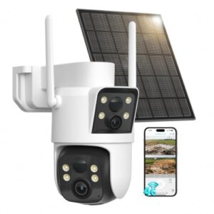 LIWAN No WiFi Security Camera, Dual Lens, 4G LTE Solar Powered